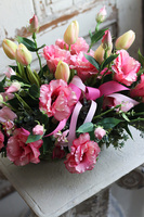 Benussi kosz z różowymi kwiatami, wym.34x70cm