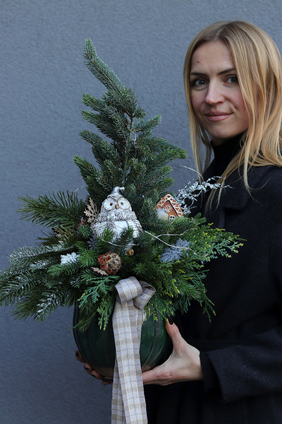 Sowia Gwiazdka, stroik świąteczny LED