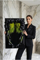 New Design Skrzydła Anioła Black, dekoracja nagrobna na czarnej podstawie