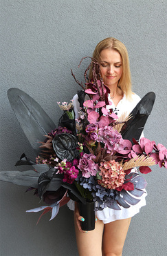 Gerra Terrana, duży nowoczesny bukiet nagrobny, dł.83cm 