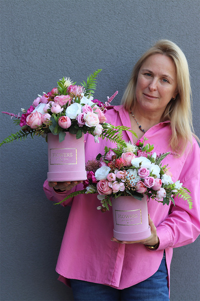 Pinacolada, różowy flowerbox welurowy