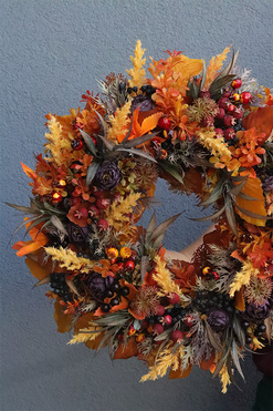 Jesienna Fantazja, jesienny wianek z różyczkami, rozp.44cm