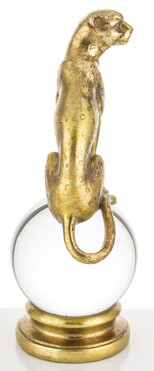 figurka Leopard z Kryształową kulą, wym.28x11x10cm