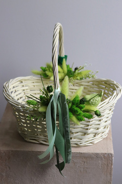 OD RĘKI Zielona Kraina, dekorowany koszyczek wielkanocny, wys.34cm 