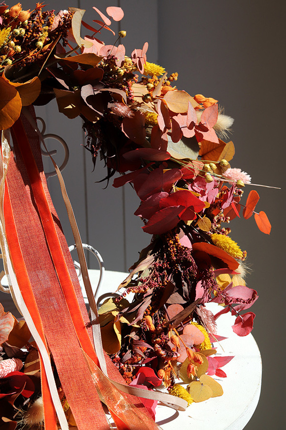 Boho Hreya, dekoracyjny wianek ze stabilizowanych roślin, śr.35cm