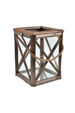 Wood Old 3A, lampion drewniany z przeszkleniem, wym45x33x33cm