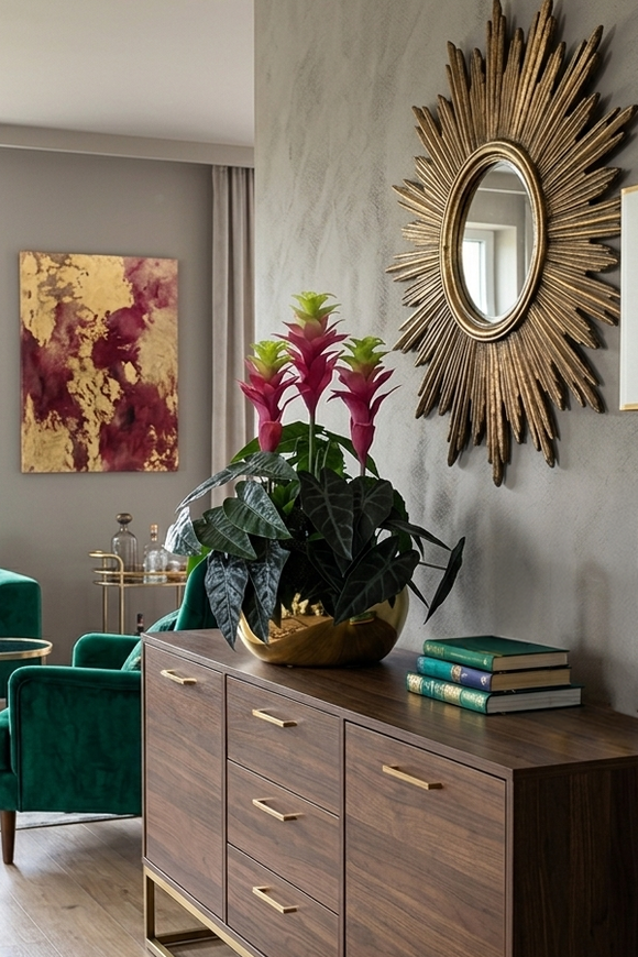 Bromelia Róż, sztuczna roślina w doniczce