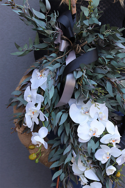 Elanea Nero Orchid 3, elegancki wieniec nagrobny