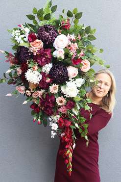 Bordo Premium, elegancka wiązanka nagrobna, dł.120cm 