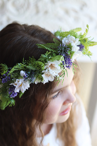 Noc Świętojańska, kwiatowy wianek na głowę, rozmiar uniwersalny 