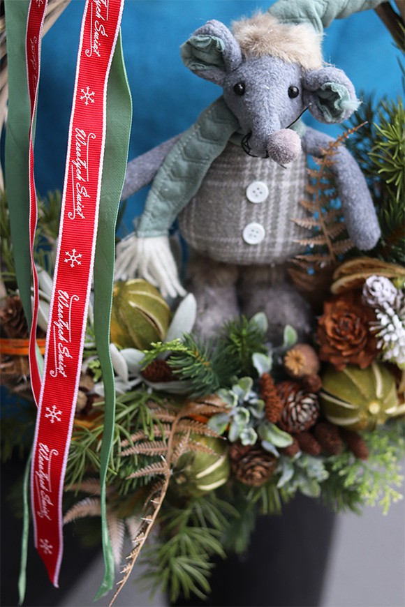 Christmas Mouse, świąteczny wianek z myszką