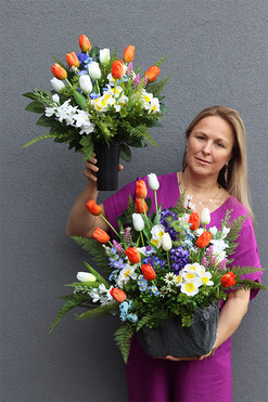 Wera New Volcan 4, kompozycja nagrobna w misie, wys.48cm 