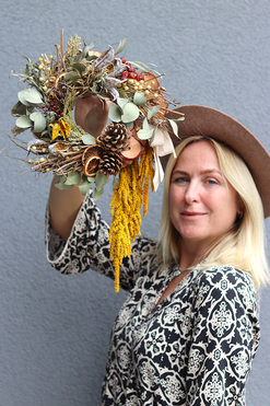 Pod Brzozą, dekoracyjny wianek z suszem, rozp.30cm