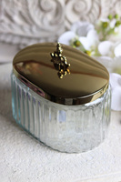 szklany pojemnik z pokrywką, duży, Lux Villa Silver Glamour