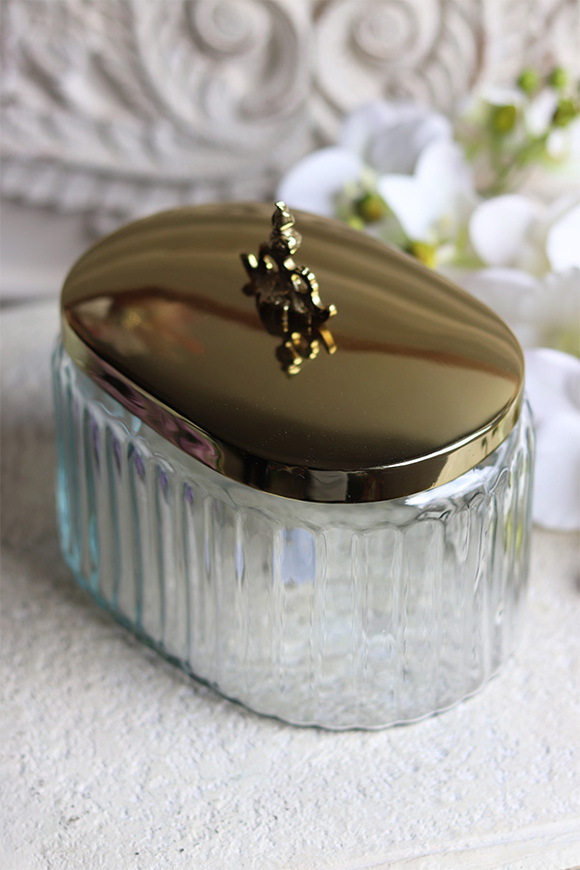 szklany pojemnik z pokrywką, duży, Lux Villa Silver Glamour