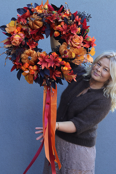 Hallo Autumn, gęsty jesienny wianek na drzwi, śr.52cm