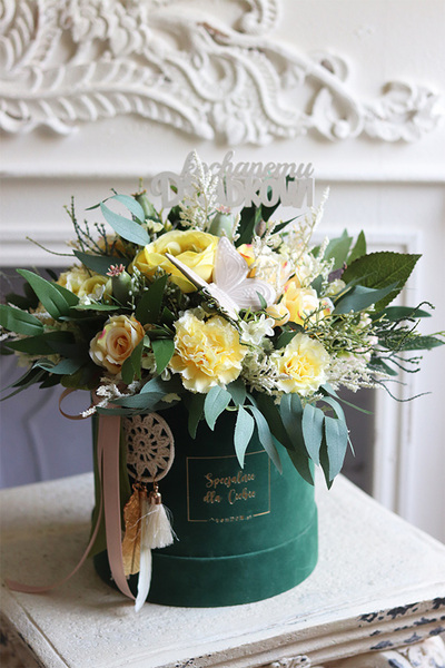 Dzień Babci i Dziadka Primavera, wiosenny flowerbox, wym.29x30cm