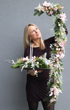 Pudrova Gwiazdka, komplet świątecznych dekoracji, stroik + girlanda