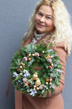 Frederico Winter, bożonarodzeniowy wianek z ptaszkiem, śr.28cm