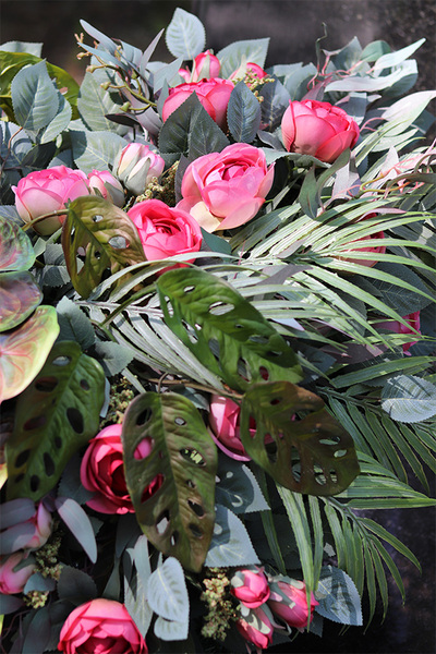 Anturium Heart, wiązanka nagrobna w kształcie serca