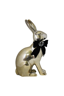 Bunny Glamm, figurka wielkanocna zajączek, złoty B, wys.47cm