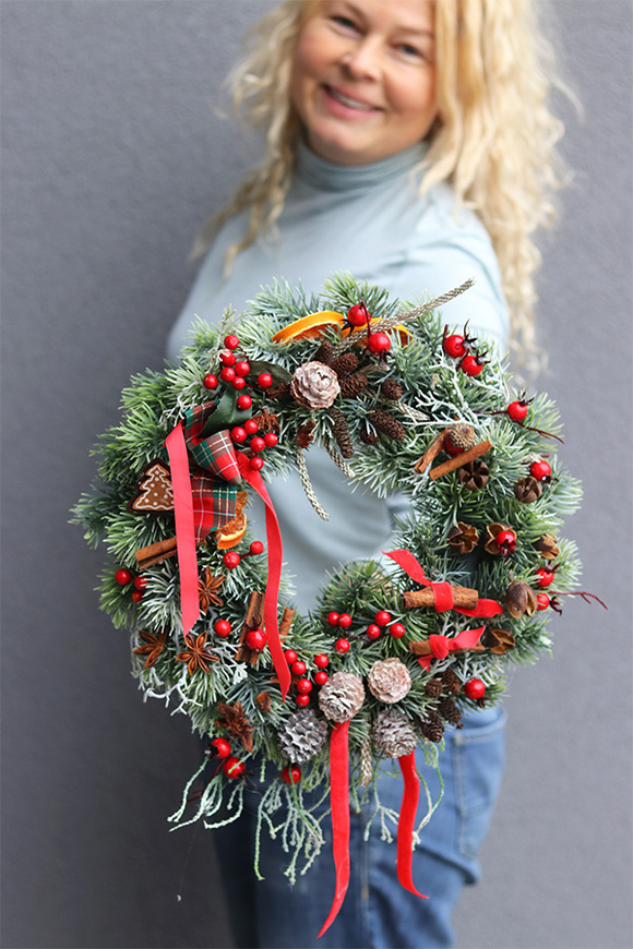 Ewela, wianek ozdobny / stroik dekoracyjny, śr.30cm