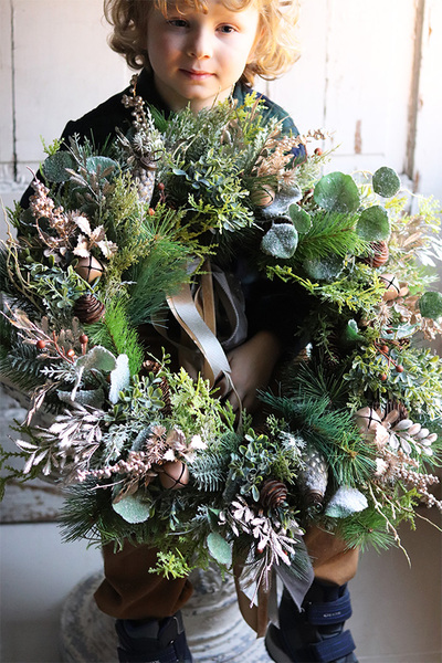 Klucz do Szczęścia, duży wianek zimowy, śr.50cm