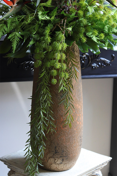 Gold Princera Strelicja, kompozycja w złotej donicy	