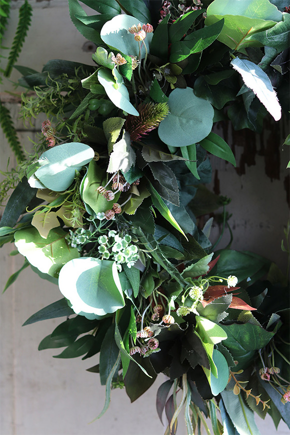 Green Leaves 2, zielony wianek na drzwi, śr.40cm 