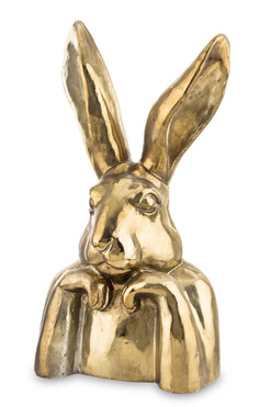 Zając Myśliciel B, figurka zajączek wielkanocny, złoty, wys.48cm