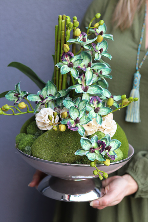 Dekoria Elegant Villa, zielony storczyk w pucharze