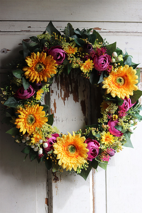 kolorowy wianek, Słoneczny Gerbery, śr.38cm 