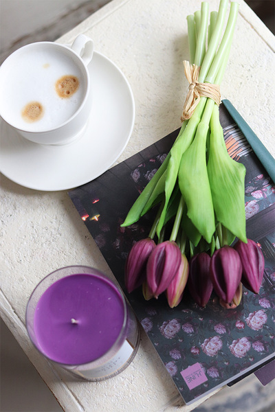bukiet tulipanów gumowych, Goccia Purple, 7szt. dł.40cm
