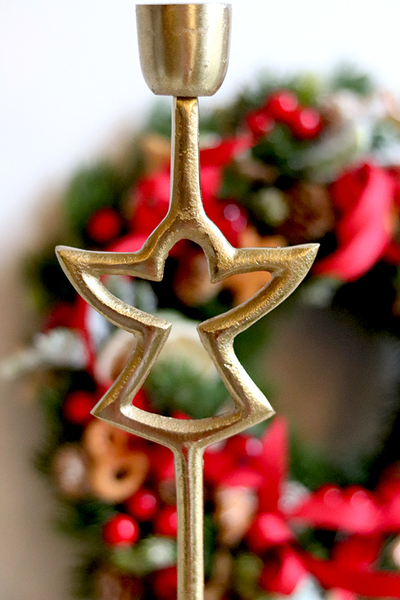 Xmas Gold, świąteczny świecznik złoty z aniołem	