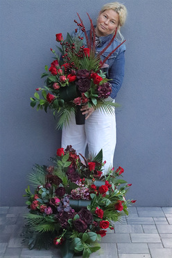 Różany Raj, komplet dekoracji nagrobnych, kompozycja + bukiet