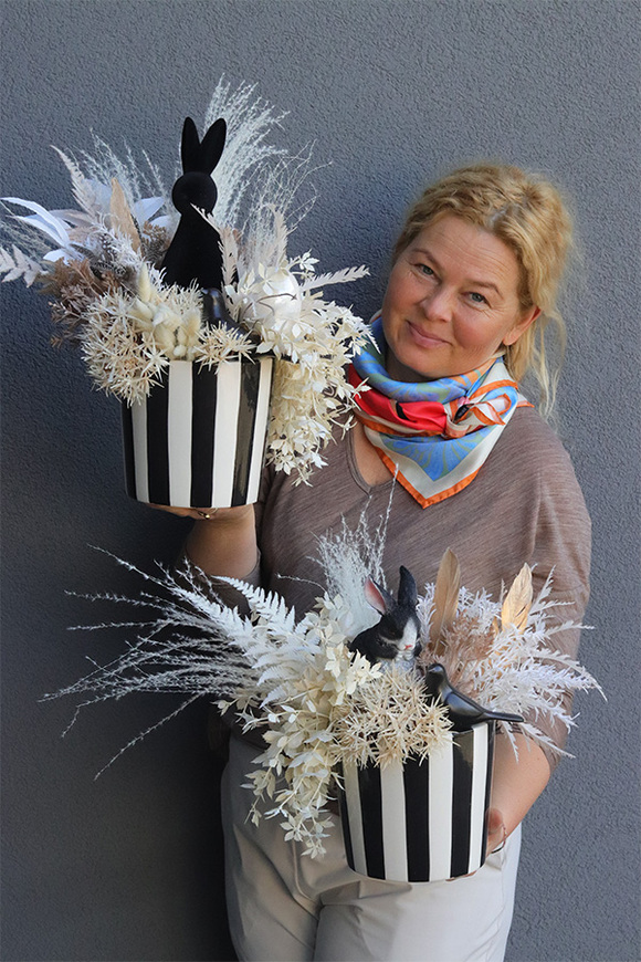 Beige Boho, wiosenny stroik z zajączkiem