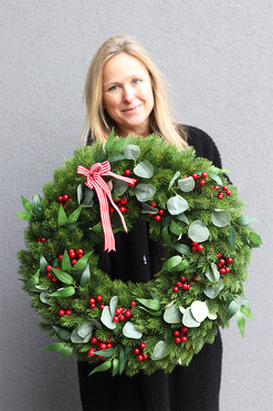 Merry Little Christmas, świąteczny wianek z kokardą, śr.60cm