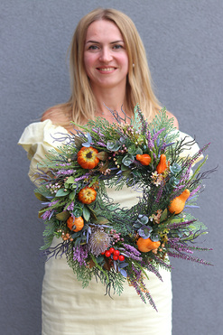 Pumpkins New, jesienny wianek na drzwi, śr.35cm