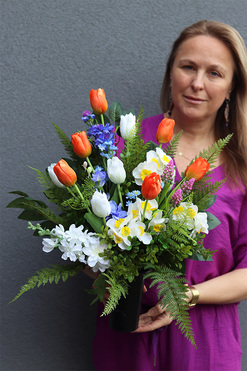 Wera New 4, bukiet nagrobny we wkładzie do wazonu, dł.55cm 