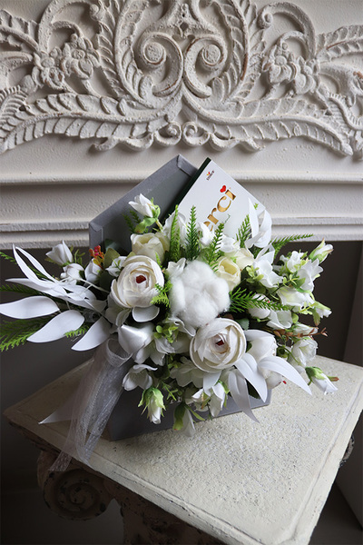 koperta / kompozycja flowerbox Leduna Chocolate, wym.29.5x30cm