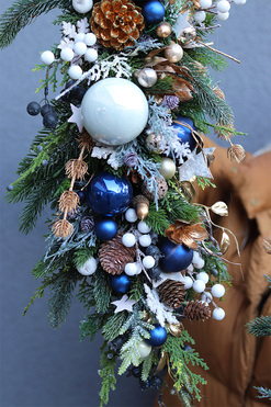 Dark Blue Eveline, girlanda zimowa stroik na ścianę, dł.70cm