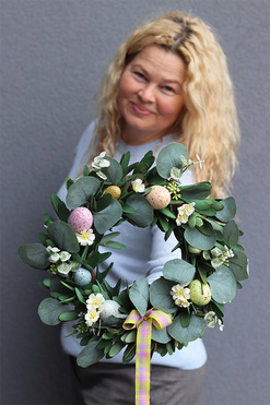 OD RĘKI Ulisena, wielkanocny wianek na drzwi, śr.35cm