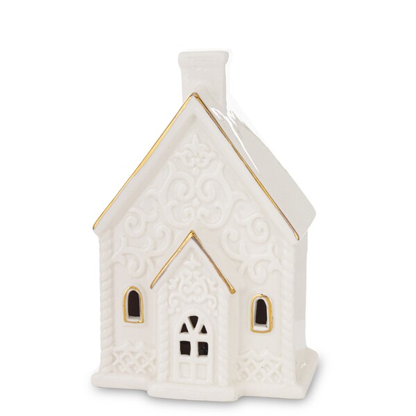 Glamour XMAS, domek ceramiczny lampion LED