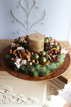 Miedziany 2, świąteczny stroik na talerzu, wym.12x33cm