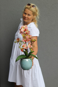 Turkusia Granada, gumowy storczyk w ozdobnej donicy, wys.50cm