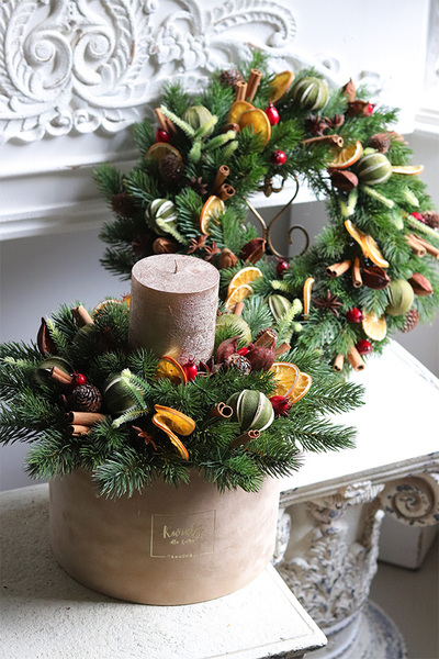 Naturalne Klimaty, flowerbox świąteczny ze świecą