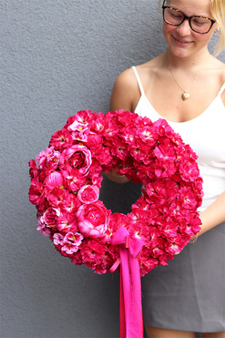 Energetica, amarantowy wianek na drzwi, śr.39cm