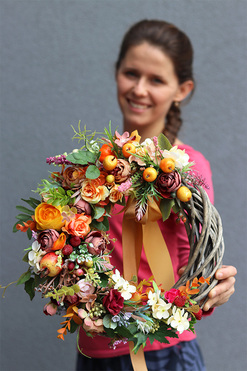 Heluna, wianek jesienny z jabłuszkami, śr.34cm