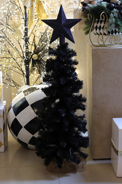 OD RĘKI Black Winter, dekoracyjna choinka sztuczna w jucie z gwiazdą, wys.86cm