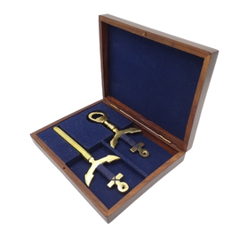 korkociąg i otwieracz mosiężny Kotwica, kpl.dł.15cm